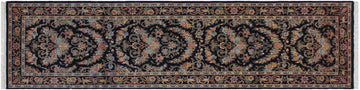 handmade Traditional Kashan Black Gray Hand Knotted RUNNER 100% WOOL area rug 3x10